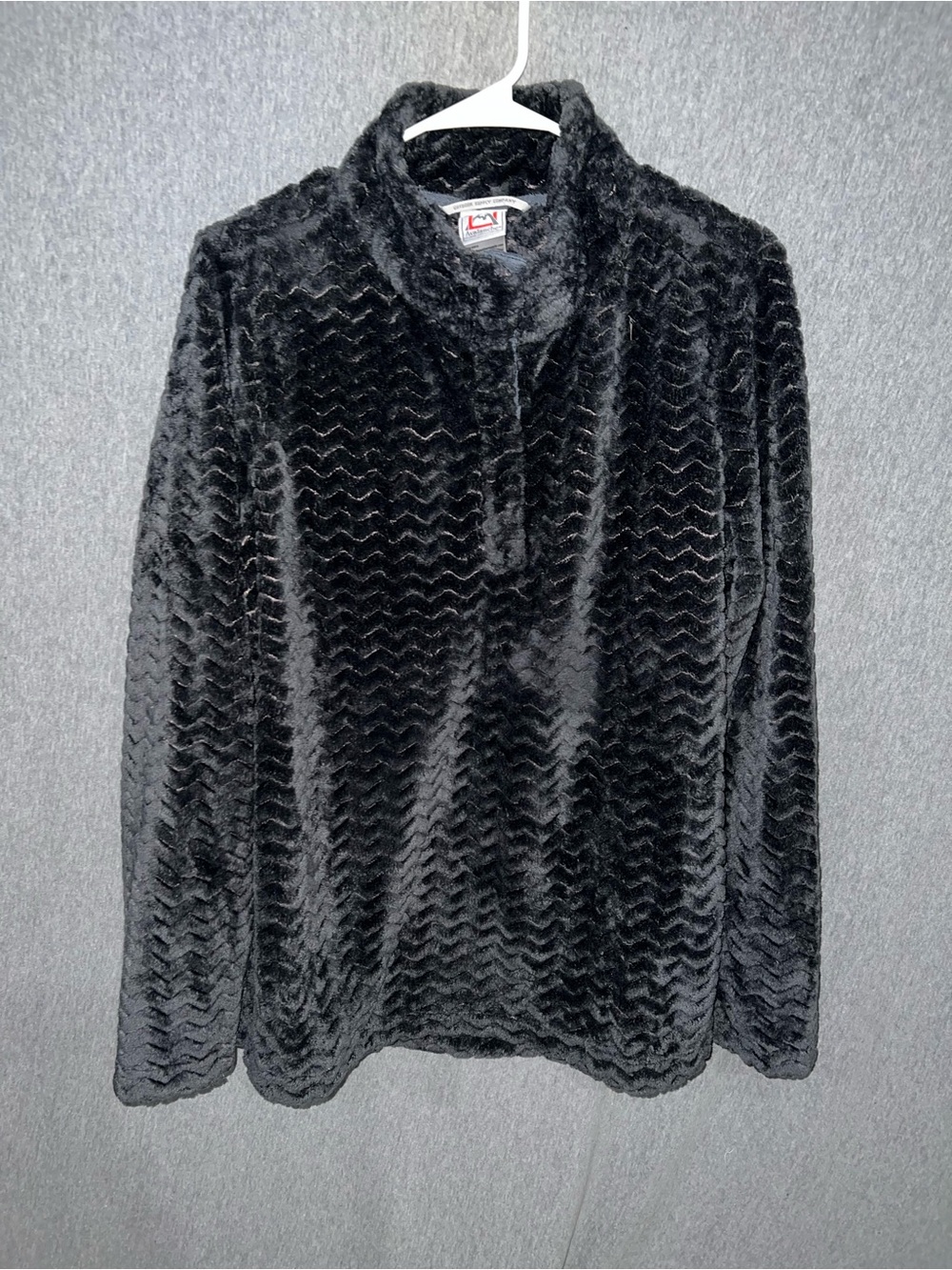 Avalanche Black Plush Quarter-Zip Teddy Jacket